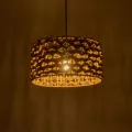 POMEGRANDE  Boho Κρεμαστό Φωτιστικό Kαπέλο Μονόφωτο 1 x E27 IP20 Καφέ Rattan - Μ29 x Π29 x Υ16cm