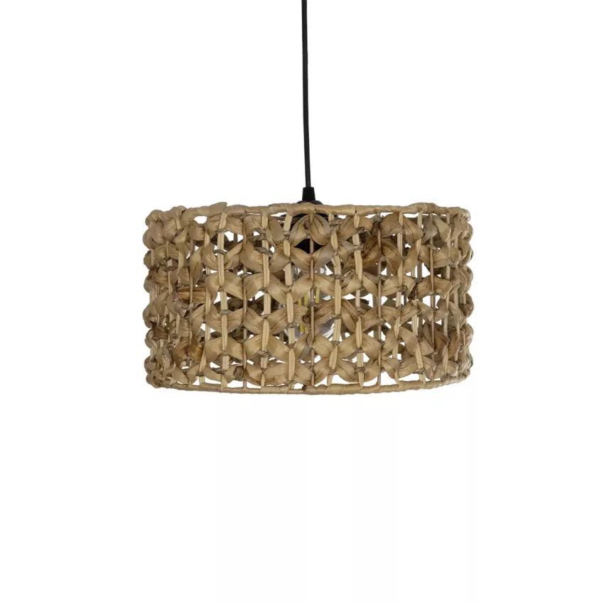 POMEGRANDE  Boho Κρεμαστό Φωτιστικό Kαπέλο Μονόφωτο 1 x E27 IP20 Καφέ Rattan - Μ29 x Π29 x Υ16cm