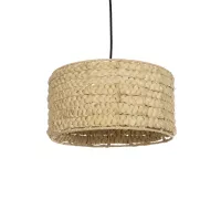 POMEGRANDE  Boho Κρεμαστό Φωτιστικό Kαπέλο Μονόφωτο 1 x E27 IP20 Μπεζ Rattan - Μ29 x Π29 x Υ16cm