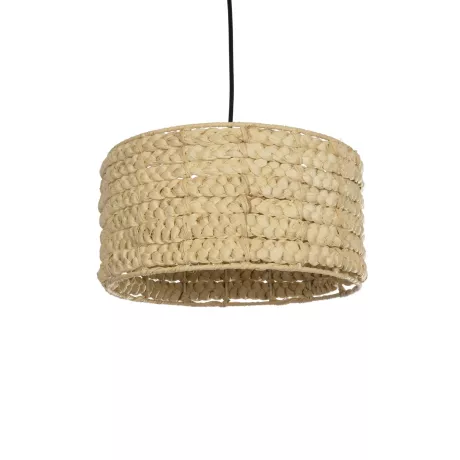 POMEGRANDE  Boho Κρεμαστό Φωτιστικό Kαπέλο Μονόφωτο 1 x E27 IP20 Μπεζ Rattan - Μ29 x Π29 x Υ16cm