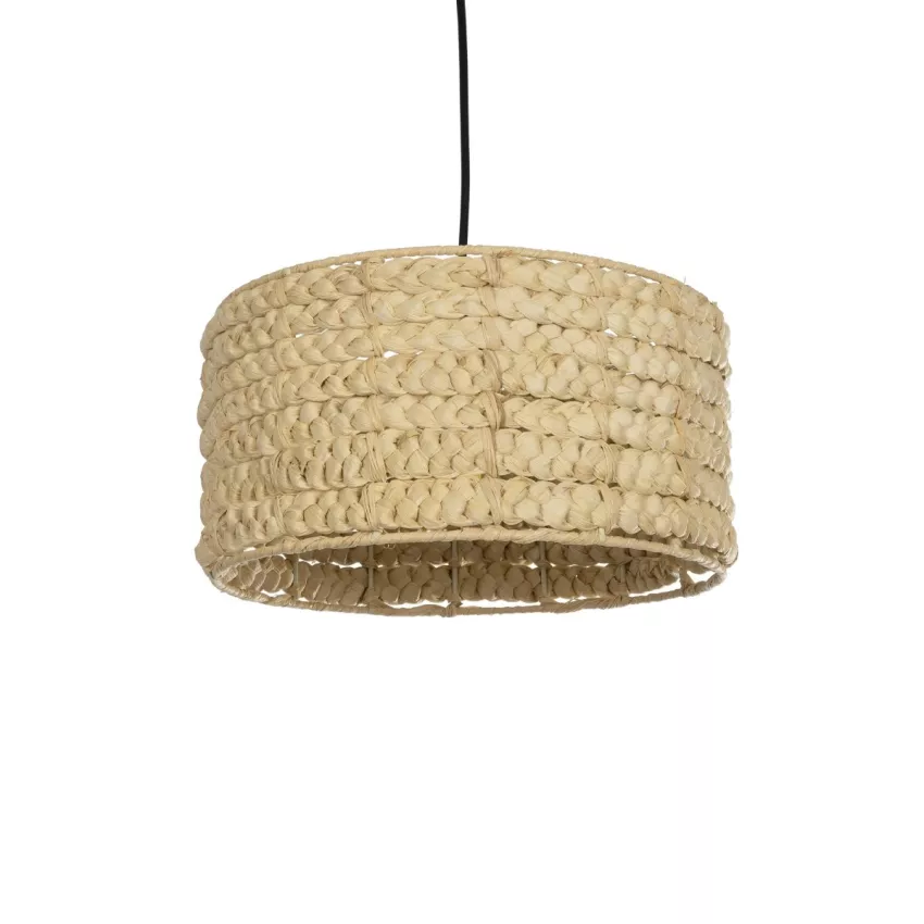 POMEGRANDE  Boho Κρεμαστό Φωτιστικό Kαπέλο Μονόφωτο 1 x E27 IP20 Μπεζ Rattan - Μ29 x Π29 x Υ16cm