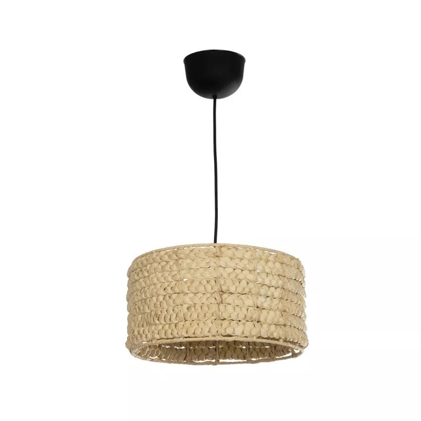 POMEGRANDE  Boho Κρεμαστό Φωτιστικό Kαπέλο Μονόφωτο 1 x E27 IP20 Μπεζ Rattan - Μ29 x Π29 x Υ16cm