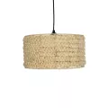 POMEGRANDE  Boho Κρεμαστό Φωτιστικό Kαπέλο Μονόφωτο 1 x E27 IP20 Μπεζ Rattan - Μ29 x Π29 x Υ16cm
