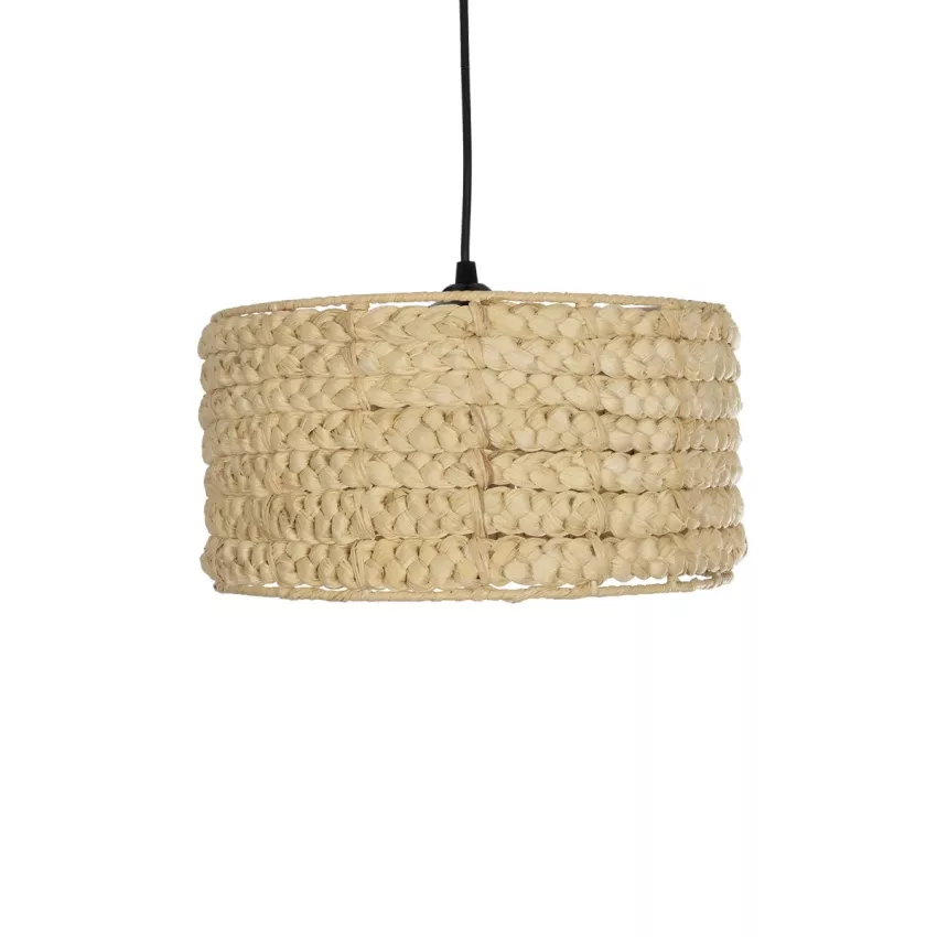 POMEGRANDE  Boho Κρεμαστό Φωτιστικό Kαπέλο Μονόφωτο 1 x E27 IP20 Μπεζ Rattan - Μ29 x Π29 x Υ16cm