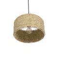 POMEGRANDE  Boho Κρεμαστό Φωτιστικό Kαπέλο Μονόφωτο 1 x E27 IP20 Μπεζ Rattan - Μ29 x Π29 x Υ16cm