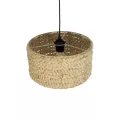 POMEGRANDE  Boho Κρεμαστό Φωτιστικό Kαπέλο Μονόφωτο 1 x E27 IP20 Μπεζ Rattan - Μ29 x Π29 x Υ16cm