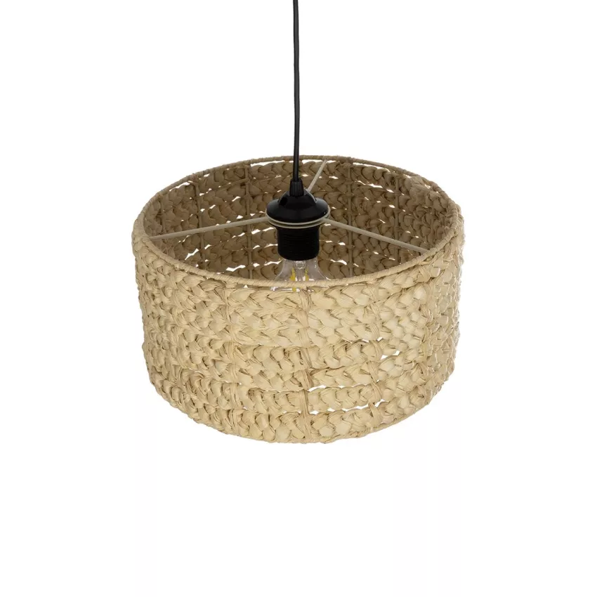 POMEGRANDE  Boho Κρεμαστό Φωτιστικό Kαπέλο Μονόφωτο 1 x E27 IP20 Μπεζ Rattan - Μ29 x Π29 x Υ16cm
