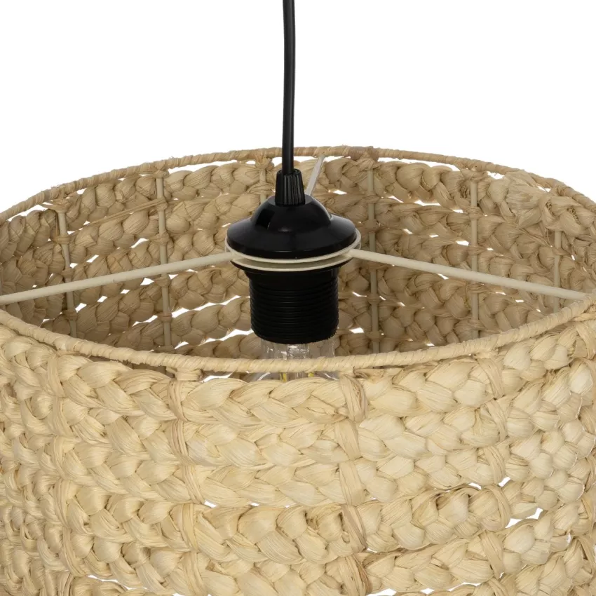 POMEGRANDE  Boho Κρεμαστό Φωτιστικό Kαπέλο Μονόφωτο 1 x E27 IP20 Μπεζ Rattan - Μ29 x Π29 x Υ16cm