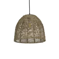 MEKA  Boho Κρεμαστό Φωτιστικό Καμπάνα Μονόφωτο 1 x E27 IP20 Καφε Σχοινί - Μ31 x Π31 x Υ26cm