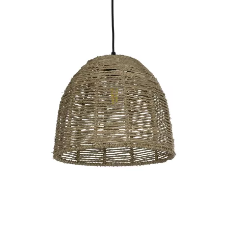 MEKA  Boho Κρεμαστό Φωτιστικό Καμπάνα Μονόφωτο 1 x E27 IP20 Καφε Σχοινί - Μ31 x Π31 x Υ26cm