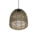 MEKA  Boho Κρεμαστό Φωτιστικό Καμπάνα Μονόφωτο 1 x E27 IP20 Καφε Σχοινί - Μ31 x Π31 x Υ26cm