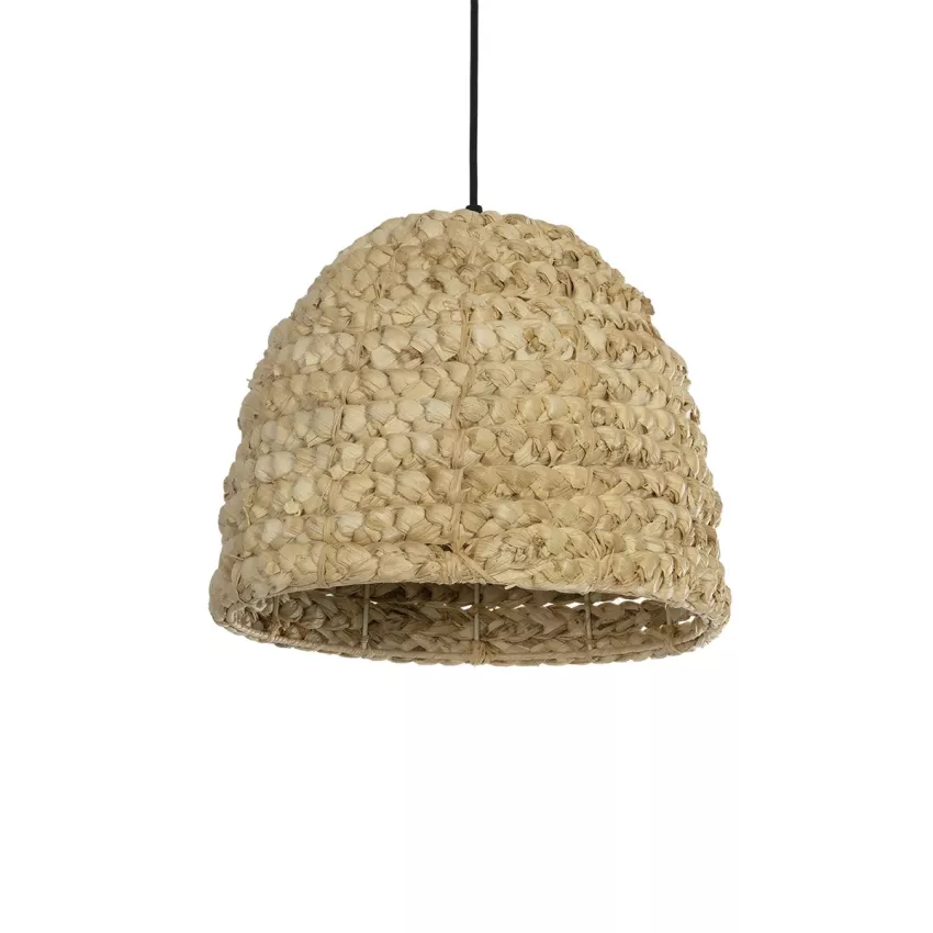 MEKA  Boho Κρεμαστό Φωτιστικό Καμπάνα Μονόφωτο 1 x E27 IP20 Μπεζ Rattan - Μ30 x Π30 x Υ25cm