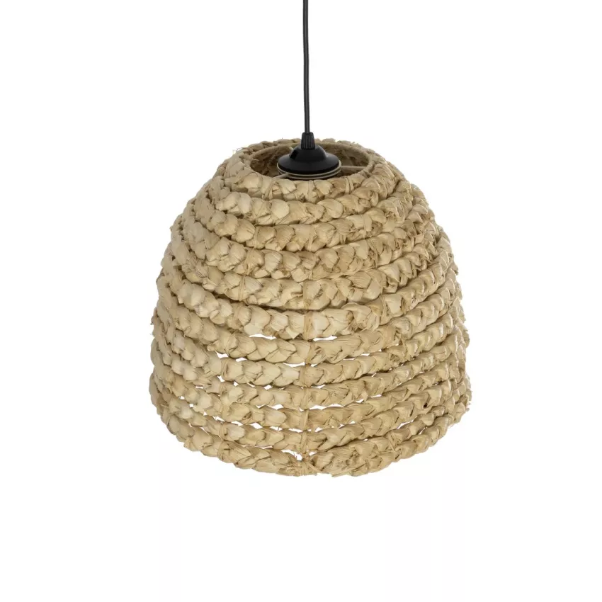 MEKA  Boho Κρεμαστό Φωτιστικό Καμπάνα Μονόφωτο 1 x E27 IP20 Μπεζ Rattan - Μ30 x Π30 x Υ25cm