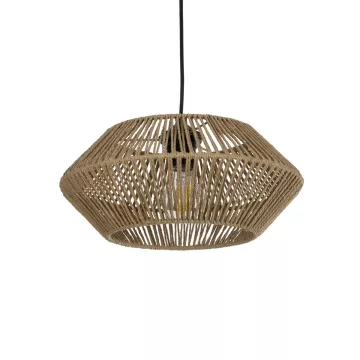 GLOBOSTAR® CASTRO  Boho Κρεμαστό Φωτιστικό Οροφής με Ντουί 1 x E27 AC 220-240V IP20 - Μπεζ - Μ32 x Π32 x Υ13cm