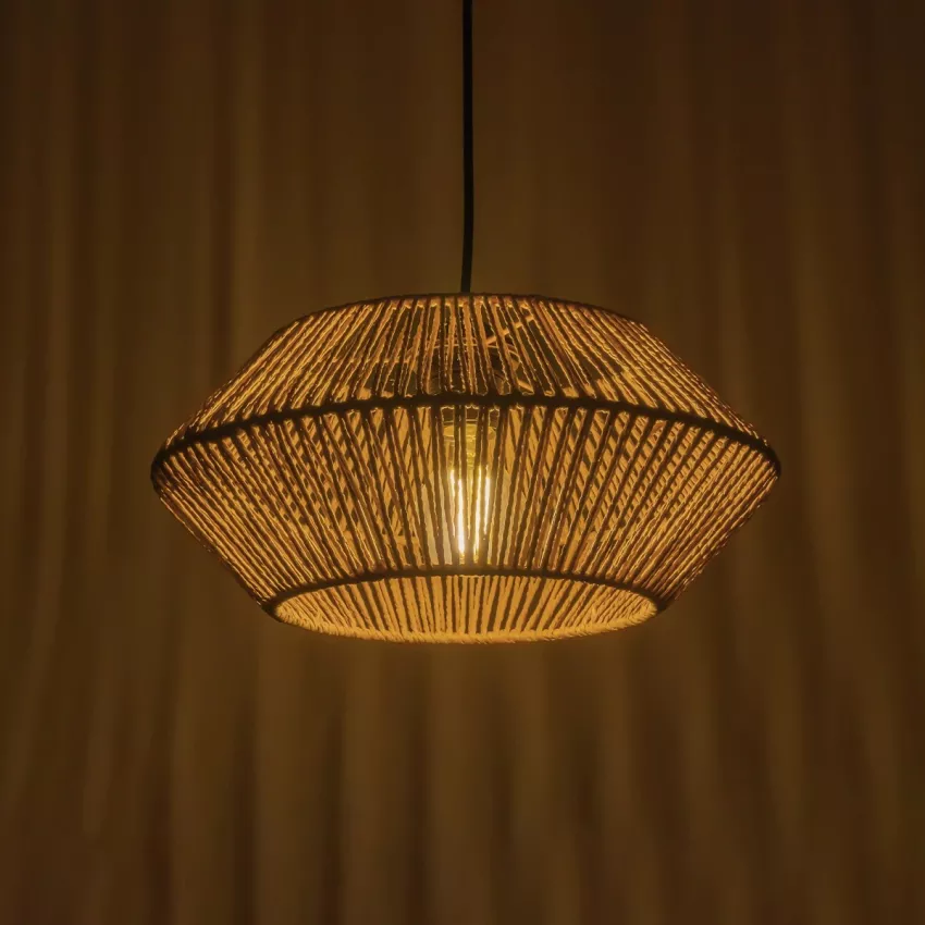 GLOBOSTAR® CASTRO  Boho Κρεμαστό Φωτιστικό Οροφής με Ντουί 1 x E27 AC 220-240V IP20 - Μπεζ - Μ32 x Π32 x Υ13cm