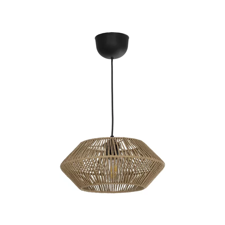 GLOBOSTAR® CASTRO  Boho Κρεμαστό Φωτιστικό Οροφής με Ντουί 1 x E27 AC 220-240V IP20 - Μπεζ - Μ32 x Π32 x Υ13cm