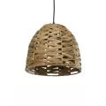 MEKA  Boho Κρεμαστό Φωτιστικό Καμπάνα Μονόφωτο 1 x E27 IP20 Μπεζ Rattan - Μ30 x Π30 x Υ25cm