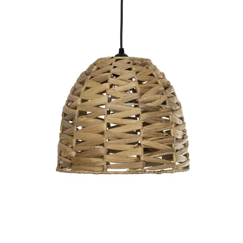 MEKA  Boho Κρεμαστό Φωτιστικό Καμπάνα Μονόφωτο 1 x E27 IP20 Μπεζ Rattan - Μ30 x Π30 x Υ25cm