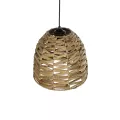 MEKA  Boho Κρεμαστό Φωτιστικό Καμπάνα Μονόφωτο 1 x E27 IP20 Μπεζ Rattan - Μ30 x Π30 x Υ25cm