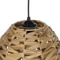MEKA  Boho Κρεμαστό Φωτιστικό Καμπάνα Μονόφωτο 1 x E27 IP20 Μπεζ Rattan - Μ30 x Π30 x Υ25cm