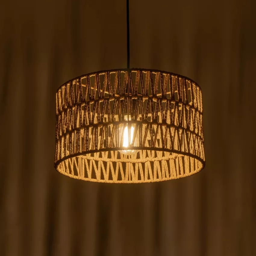 GLOBOSTAR® POMEGRANDE  Boho Κρεμαστό Φωτιστικό Οροφής με Ντουί 1 x E27 AC 220-240V IP20 - Μπεζ - Μ30 x Π30 x Υ15cm