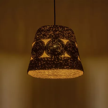 PANIER  Boho Κρεμαστό Φωτιστικό Καμπάνα Μονόφωτο 1 x E27 IP20 Μπεζ Σχοινί - Μ32 x Π32 x Υ30cm
