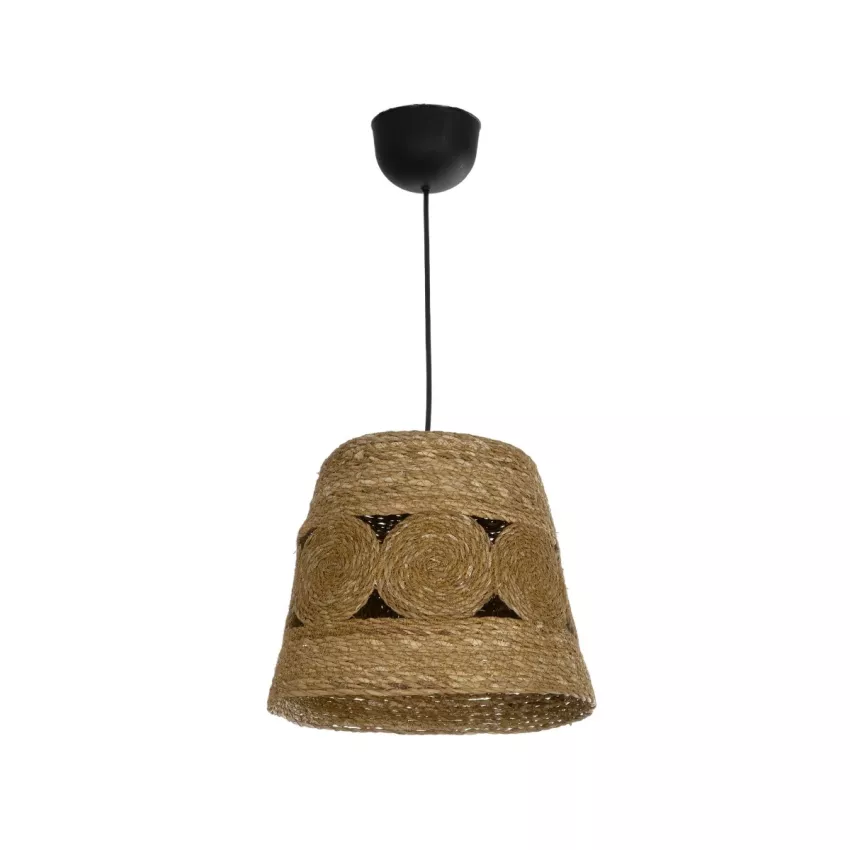 PANIER  Boho Κρεμαστό Φωτιστικό Καμπάνα Μονόφωτο 1 x E27 IP20 Μπεζ Σχοινί - Μ32 x Π32 x Υ30cm