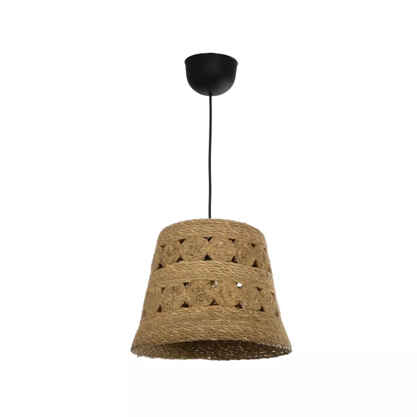 PANIER  Boho Κρεμαστό Φωτιστικό Καμπάνα Μονόφωτο 1 x E27 IP20 Μπεζ Σχοινί - Μ32 x Π32 x Υ30cm