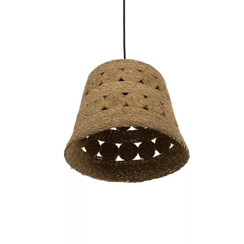 PANIER  Boho Κρεμαστό Φωτιστικό Καμπάνα Μονόφωτο 1 x E27 IP20 Μπεζ Σχοινί - Μ32 x Π32 x Υ30cm