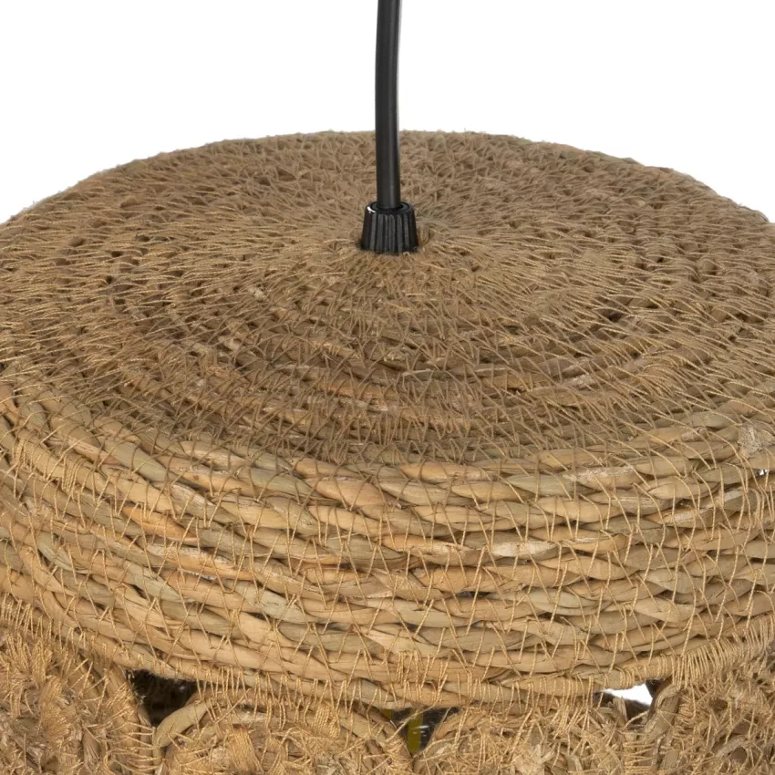 PANIER  Boho Κρεμαστό Φωτιστικό Καμπάνα Μονόφωτο 1 x E27 IP20 Μπεζ Σχοινί - Μ32 x Π32 x Υ30cm