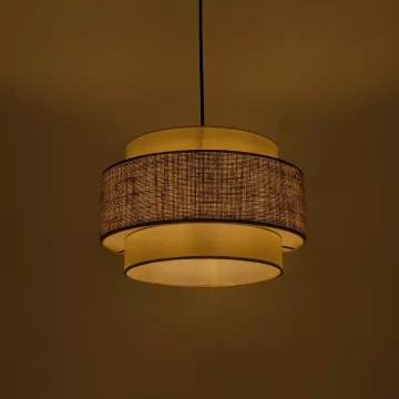 GLOBOSTAR® SOHO  Μοντέρνο Κρεμαστό Φωτιστικό Οροφής με Ντουί 1 x E27 AC 220-240V IP20 - Καφέ & Μπεζ - Μ30 x Π30 x Υ20cm