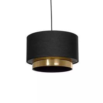 BASIL  Μοντέρνο Κρεμαστό Φωτιστικό Kαπέλο Μονόφωτο 1 x E27 IP20 Μαύρο & Χρυσό Ύφασμα - Μ30 x Π30 x Υ20cm