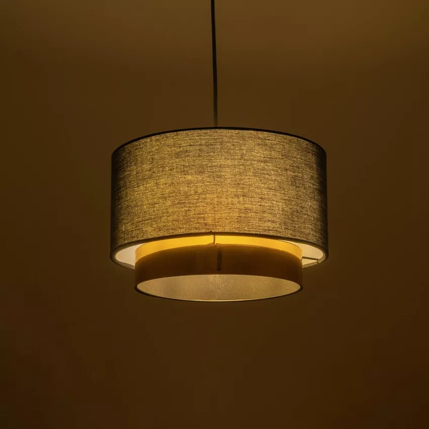 BASIL  Μοντέρνο Κρεμαστό Φωτιστικό Kαπέλο Μονόφωτο 1 x E27 IP20 Μαύρο & Χρυσό Ύφασμα - Μ30 x Π30 x Υ20cm