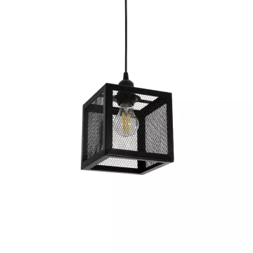 GLOBOSTAR® JAULA  Μοντέρνο Κρεμαστό Φωτιστικό Οροφής Μονόφωτο 1 x E27 AC 220-240V IP20 Μαύρο - Μ17 x Π17 x Υ23cm