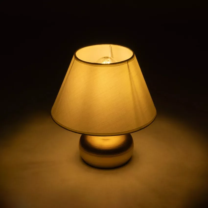 KORG  Μοντέρνο Επιτραπέζιο Φωτιστικό Πορτατίφ Μονόφωτο 1 x E27 AC 220-240V IP20 Μπεζ & Χάλκινο - Μ17 x Π17 x Υ23cm