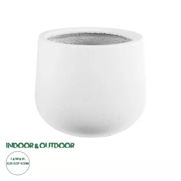 Τεχνητός Κήπος CHELSEA  Διακοσμητικό Πολυεστερικό Τσιμεντένιο Κασπώ Γλάστρα -  Λευκό με Μαύρες Λεπτομέριες Μ25 x Π27 x Υ30cm