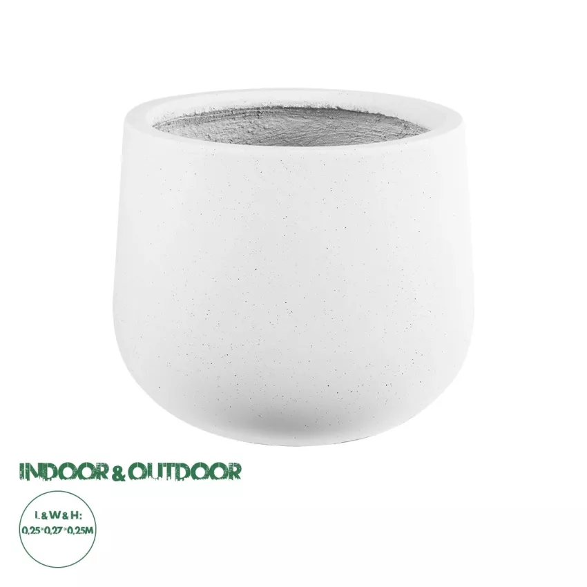 Τεχνητός Κήπος CHELSEA  Διακοσμητικό Πολυεστερικό Τσιμεντένιο Κασπώ Γλάστρα -  Λευκό με Μαύρες Λεπτομέριες Μ25 x Π27 x Υ30cm