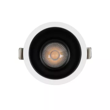 GLOBOSTAR® DUSTY  Χωνευτό Downlight Σποτ LED 12W 1320lm 45° AC 220-240V Αδιάβροχο IP65 Θερμό Λευκό 2700K - Bridgelux COB Chip & TÜV SÜD Driver - Λευκό & Μαύρο Ματ - Μ8 x Π8 x Υ7.5cm / Q7.5cm