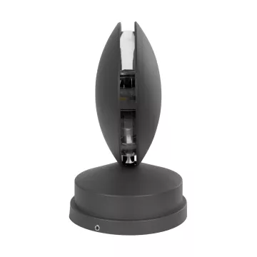 GLOBOSTAR® ZERODA  Μοντέρνο Φωτιστικό Τοίχου - Απλίκα LED 9W 1080lm 3° x 360° AC 220-240V Αδιάβροχο IP65 Ψυχρό Λευκό 6000K - CREE XPE Chip & TÜV SÜD Driver - Γκρι Ανθρακί Ματ - Μ11 x Π10 x Υ16cm