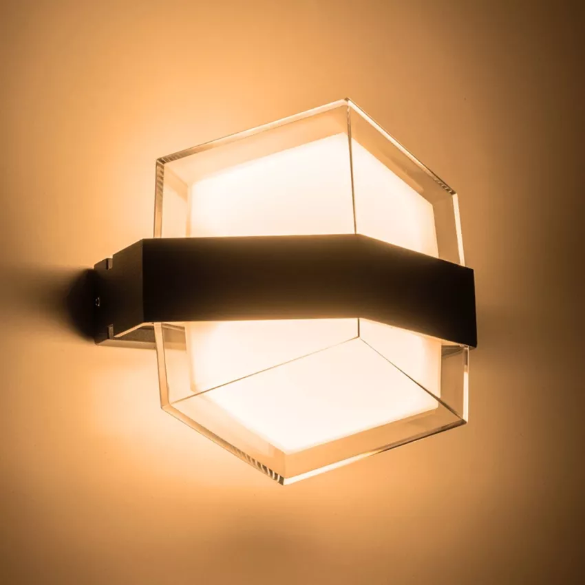 GLOBOSTAR® EMPIRE  Μοντέρνο Φωτιστικό Τοίχου - Απλίκα LED 12W 1200lm 120° AC 220-240V Αδιάβροχο IP65 Θερμό Λευκό 2700K - Bridgelux SMD Chip & TÜV SÜD Driver - Μαύρο Ματ - Μ18.5 x Π17 x Υ10cm