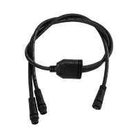 GLOBOSTAR® CONNECTOR  2 Pin Καλώδιο/Επέκταση Τ 1 Μέτρου με Είσοδο 1 x Αρσενικό Βύσμα & Έξοδο 2 x Θηλυκά Βύσματα Αδιάβροχο IP68 - Μαύρο - Μ100 x Π2 x Υ2cm
