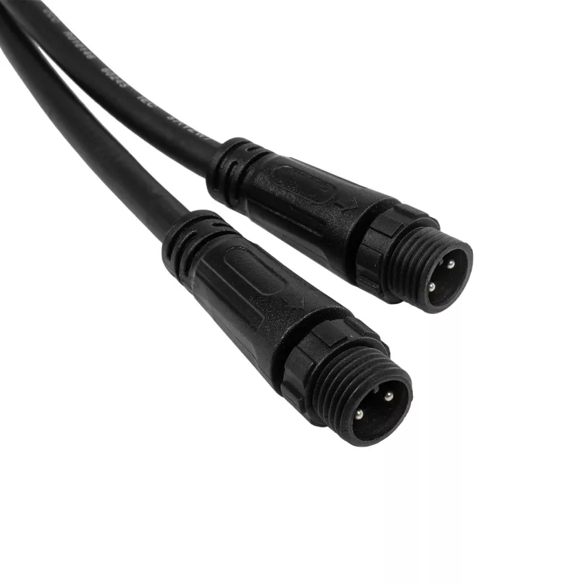GLOBOSTAR® CONNECTOR  2 Pin Καλώδιο/Επέκταση Τ 1 Μέτρου με Είσοδο 1 x Αρσενικό Βύσμα & Έξοδο 2 x Θηλυκά Βύσματα Αδιάβροχο IP68 - Μαύρο - Μ100 x Π2 x Υ2cm
