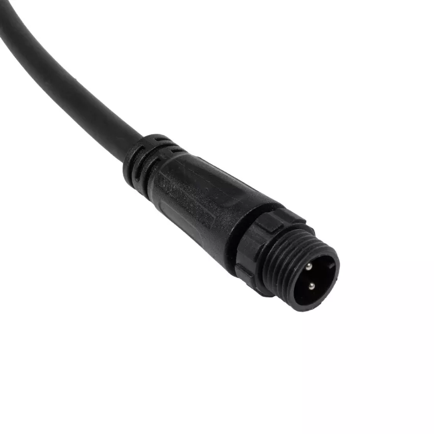 GLOBOSTAR® CONNECTOR  2 Pin Καλώδιο/Επέκταση Ι 1 Μέτρου με Είσοδο 1 x Αρσενικό Βύσμα & Έξοδο 1 x Θηλυκό Βύσμα Αδιάβροχο IP68 - Μαύρο - Μ100 x Π2 x Υ2cm
