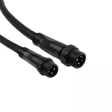 GLOBOSTAR® CONNECTOR  5 Pin Καλώδιο/Επέκταση Τ 1 Μέτρου με Είσοδο 1 x Αρσενικό Βύσμα & Έξοδο 2 x Θηλυκά Βύσματα Αδιάβροχο IP68 - Μαύρο - Μ100 x Π2.5 x Υ2.5cm