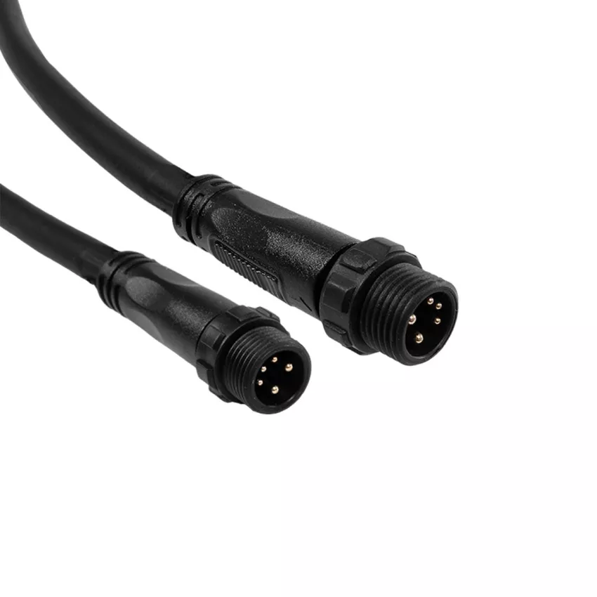 GLOBOSTAR® CONNECTOR  5 Pin Καλώδιο/Επέκταση Τ 1 Μέτρου με Είσοδο 1 x Αρσενικό Βύσμα & Έξοδο 2 x Θηλυκά Βύσματα Αδιάβροχο IP68 - Μαύρο - Μ100 x Π2.5 x Υ2.5cm