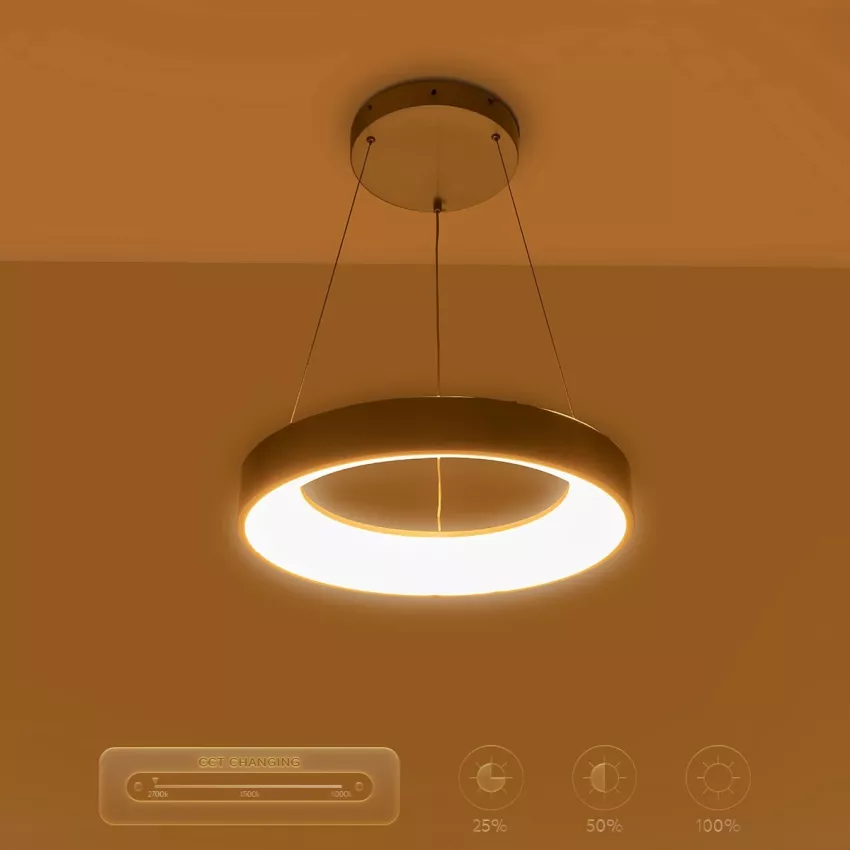 GLOBOSTAR® SALEM  Μοντέρνο Κρεμαστό Φωτιστικό Οροφής LED 75W 8625lm 120° AC 220-240V IP20 Ρυθμιζόμενο Λευκό CCT με Χειριστήριο από 2700K έως 6000K Dimmable - Lumileds SMD Chip - Γκρι - Μ45 x Π45 x Υ7cm