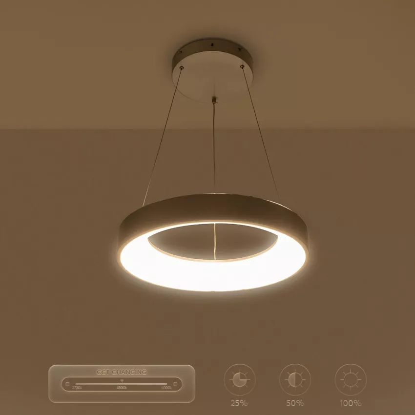 GLOBOSTAR® SALEM  Μοντέρνο Κρεμαστό Φωτιστικό Οροφής LED 75W 8625lm 120° AC 220-240V IP20 Ρυθμιζόμενο Λευκό CCT με Χειριστήριο από 2700K έως 6000K Dimmable - Lumileds SMD Chip - Γκρι - Μ45 x Π45 x Υ7cm