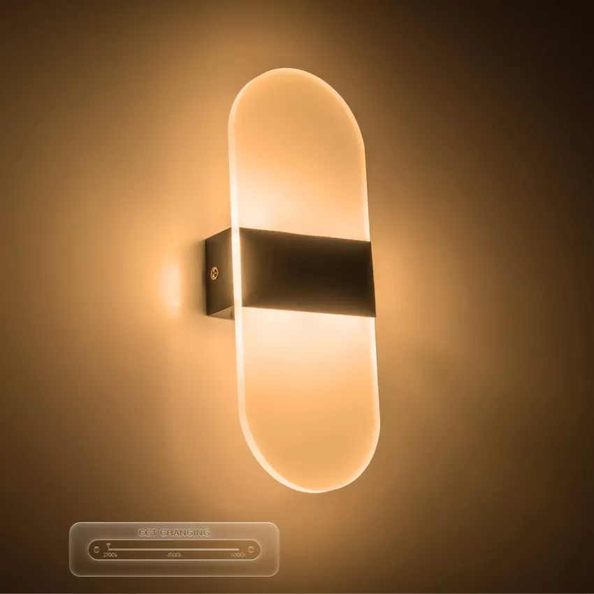 GLOBOSTAR® RARE  Μοντέρνο Φωτιστικό Τοίχου - Απλίκα LED 5W 600lm 180° AC 220-240V IP20 Ρυθμιζόμενο Λευκό CCT με On/Off 2700K/4500K/6000K - Lumileds SMD Chip - Μαύρο Ματ - Μ10 x Π5 x Υ27.5cm