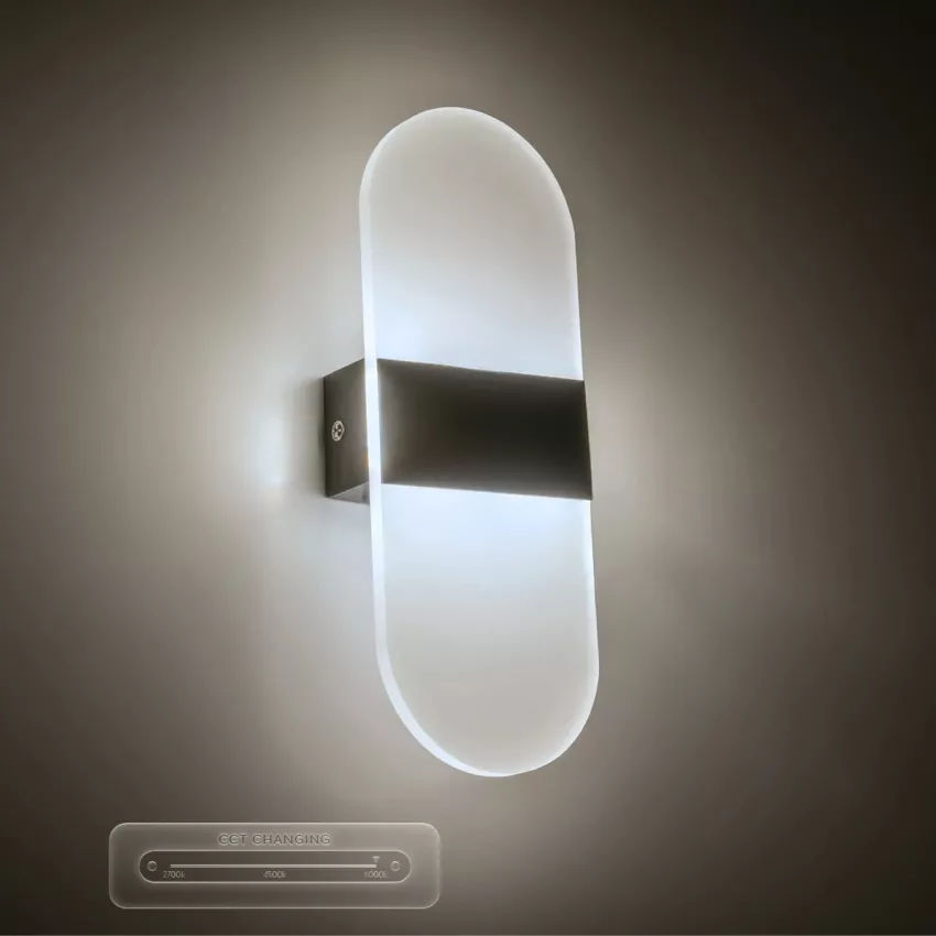 GLOBOSTAR® RARE  Μοντέρνο Φωτιστικό Τοίχου - Απλίκα LED 5W 600lm 180° AC 220-240V IP20 Ρυθμιζόμενο Λευκό CCT με On/Off 2700K/4500K/6000K - Lumileds SMD Chip - Μαύρο Ματ - Μ10 x Π5 x Υ27.5cm