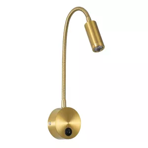 GLOBOSTAR® GOOSE  Μοντέρνο Φωτιστικό Τοίχου - Απλίκα Ξενοδοχείου Reading Light LED 3W 300lm 36° AC 220-240V IP20 Θερμό Λευκό 2700K - CREE XPE Chip & TÜV SÜD Driver - Χρυσό Βούρτσας - Μ6.5 x Π15 xΥ24.5cm